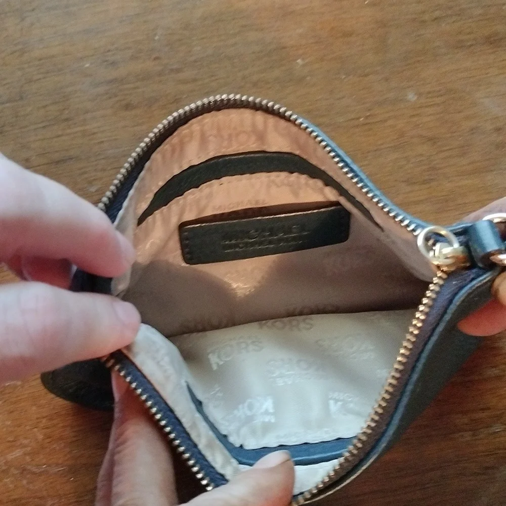 Michael Kors Navy blue pebble leather mini wristlet
